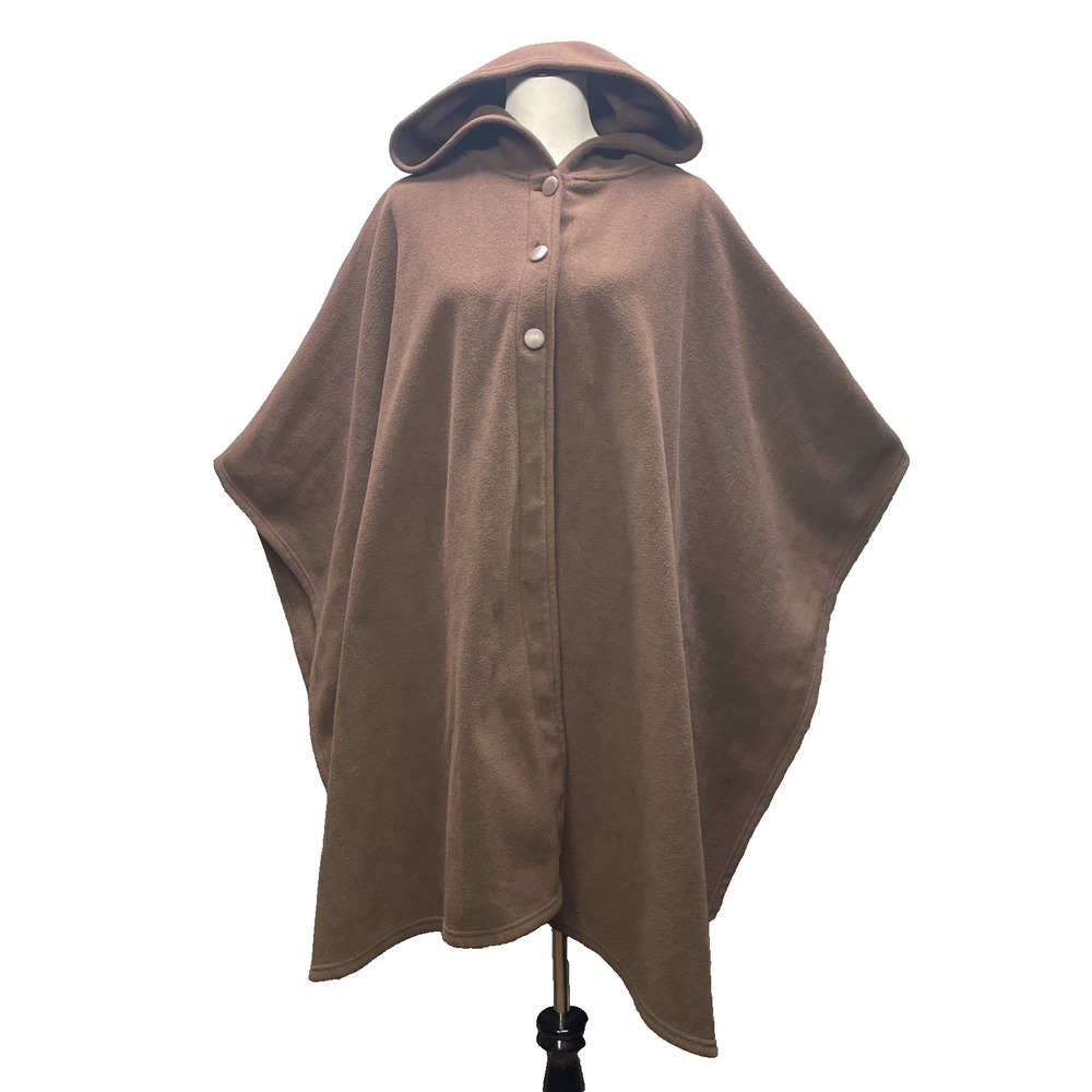 35 Below Fleece Hooded Poncho Brown Cape Cloak One Size Cozy Wrap Medieval Vibes